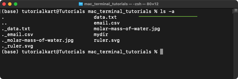 List Files and Directories along with Hidden in Mac Terminal